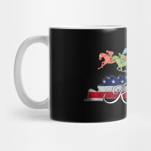 Derby Day Kentucky Map US Flag Retro Cute Horse Racing Lover Gifts Mug